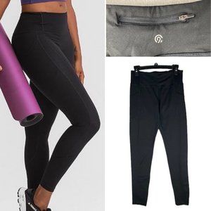 Champion Black Blocks Thick Waistband High Waist Zip Pocket Legging Pants M